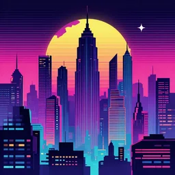 vaporwave cityscape vector art