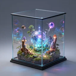 glass box contains a universe, highly detailed, concept art, realistic, octane render, unreal engine, magic