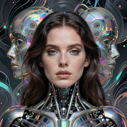portrait of lana del rey as a cyborg. intricate abstract. intricate artwork. by tooth wu, wlop, beeple, dan mumford. octane render, trending on artstation, greg rutkowski very coherent symmetrical artwork. cinematic, key art, hyper realism, high detail, octane render, 8 k, iridescent accents