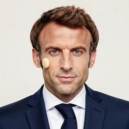 portrait of emmanuel macron assembled from macarons