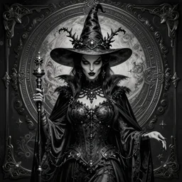 front shot of an evil witch, intricate, elegant, highly detailed, centered, concept art, smooth sharp focus, artgerm, Tomasz allen Kopera, Peter Mohrbacher