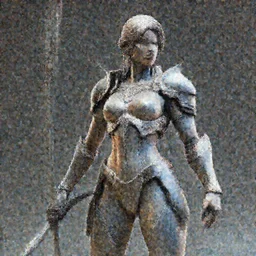 а highly detailed zbrush sculpt of athletic girl in sci fi armor with long spear in hands, by fausto de martini, cinematic light, featured on artstation, octane render, smooth, sharp focus, 4 k.