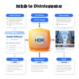 Artificial Intelligence diagram of Stable Diffusion aka dream, Realistic, HDR, Clear Image, readable diagram,