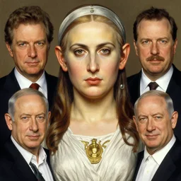 portrait of benjamin netanyahu as a goddess of fertility, by tim hildebrandt and greg rutkowski and franz stuck