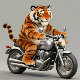 tony the tiger riding a motorcycle, highly detailed fur, painted by salidor dali