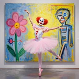 a beautiful painting ballet clown show flower, by jean michel basquiat painting, lumion render