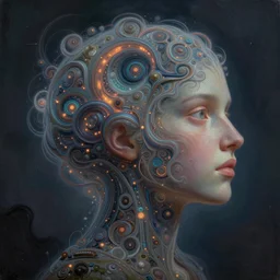 infinite streaming consciousness enlightening the masses, fantastic and magical, moody and mysterious, ornate swirling information, intricate fractal algorithms, gorgeous detail, smooth sharp edges, crisp lines, beautifully detailed digital oil painting by artgerm and beeple