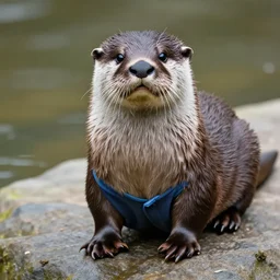 An otter wearing pants.