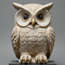 symmetrical detailed sculpture of an owl, made by Diego Rivera