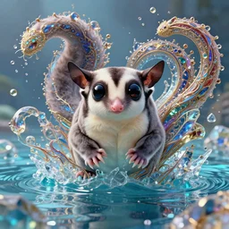 #midjourneyart :: sugar glider android character submerged in water, crystal lake:: by Martine Johanna and Simon Stålenhag and Chie Yoshii and Casey Weldon and Guillermo del toro :: ornate, dynamic, particulate, rich colors, intricate, elegant, highly detailed, centered, artstation, smooth, sharp focus, octane render, 3d