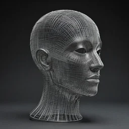 human head sculpture made from wire