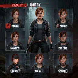 Emma Watson as a survivor in Dead By Daylight, character selection screen