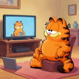 garfield the cat watching tv by jim davis
