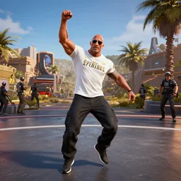 Dwayne Johnson wins PUBG. Dance screenshot.