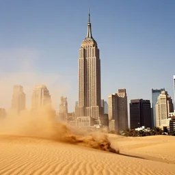 sahara sand destroying empire state building, in american psycho ( 1 9 9 9 )