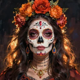 illustration of a sugar skull day of the dead girl, art by jim lee