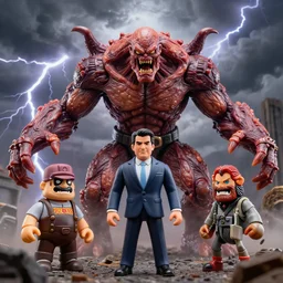 hyperrealistic rendering, epic boss battle, cronenberg flesh monster ted cruz, by art of skinner and richard corben, product photography, collectible action figure, sofubi, hottoys, storm clouds, outside, lightning