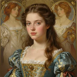 portrait of of young beautiful female princess, d & d, baroque dress, elegant, flat lighting, intricate, highly detailed, digital painting, artstation, concept art, smooth, sharp focus, illustration, closeup, misa amane, art by simon bisley and greg rutkowski and alphonse mucha, natural tpose
