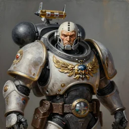 Art Deco painting portrait of space-marine high detail warhammer 40k