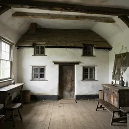 the interior of an old cottage in cumberland that is probably haunted, delicate embellishments, painterly, offset printing technique, photographed on kodachrome by brom, robert henri, walter popp