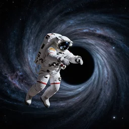 photograph of an astronaut floating near a black hole space vortex, hypermaximalist, detailed, 4k, breathtaking stars, surrealism, concept art, digital art, sharp focus, octane render, Trending on DeviantArt