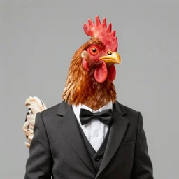 portrait of a chicken wearing an elegant suit