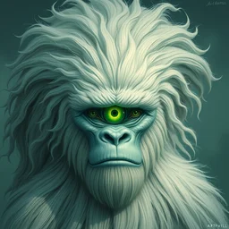 green eye yeti woman with giant hair by beeple, artgerm, dali, pennington, makoto shinkai, stella, mckie, alex grey, bluth, pranckevicius, graaf, chris moore, foglio, masson, aivazosky, despain, bonestell. symbolism surrealism, spiritual, philosophical, artstation, 8 k