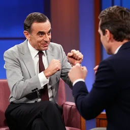 mr. bean on the jerry springer show fighting with another guest. 3 5 mm film, movie still, tv show, talkshow