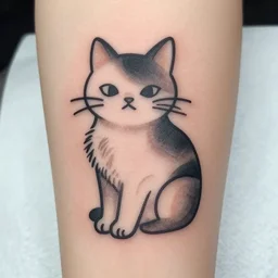 tattoo stencil line sketch stylized abstract kitten, very aesthetic