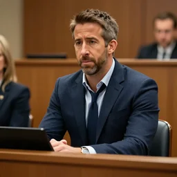 news photo of a courtroom with ryan reynolds on trial, highly detailed, extremely high quality, hd, 4 k, 8 k, professional photographer, 4 0 mp, lifelike, top - rated, award winning, realistic, detailed lighting, detailed shadows, sharp, no blur, edited, corrected, trending