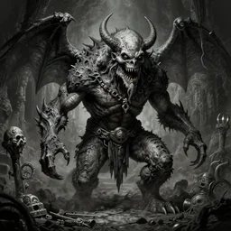 dungeon monster, illustration of monster, osr dungeon, tomb of horror, illustration, high detail, high resolution