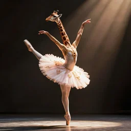a giraffe ballet dancer in a tutu