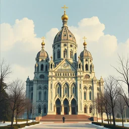 cathedral in constructivism architecture style. highly detailed, digital painting, watercolor, soviet realism, engraving, artstation, concept art, smooth, sharp focus, vivid grunge, manga, illustration, unreal engine 5, 8 k, art by bilibin and kuvshinov and malevich and mucha