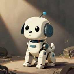 a ( ( ( ( ( ( ( cute robot puppy cyborg ) ) ) ) ) ) ) illustration by eric carle!!!!!!!!!!!!!!!