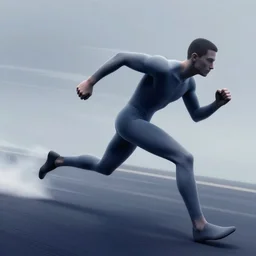 person running at superspeed, concept art, smooth, sharp focus, illustration, surrealism, abstract, vaporwave, detailed