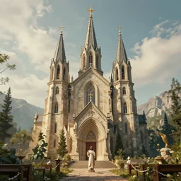 a photo of a fantasy world, jesus, church