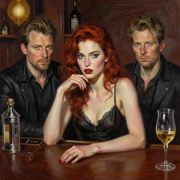 digital painting of a woman in a bar by darek zabocki, tom bagshaw and jordan grimmer, intricate, detailed