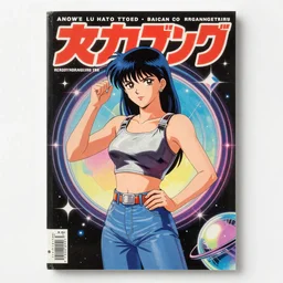 magazine cover of 8 0 s japanese comic book, retro futurism