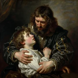 anguish and remorse on the face of ivan the terrible while he is cradling his dying adult son ivan, painting by ilya repin, extremely detailed, oil on canvas