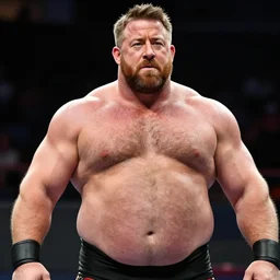 burly ryan reynolds as a strongman with a big belly, masculine, hairy torso, 4 k hd