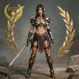 full length photo of a real - life beautiful atompunk warrior, 8 k, hdr, smooth, sharp focus, high resolution, award - winning photo