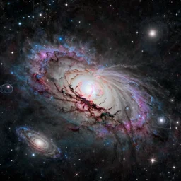 a beautiful nebula with a backdrop of all galaxies in the universe, brightly coloured stars, a futuristic space civilization