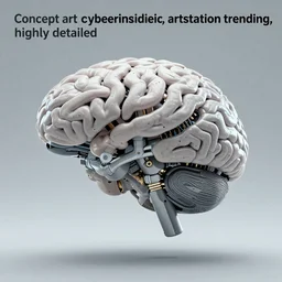 “Concept art, cybernetic brain, artstation trending, highly detailed”