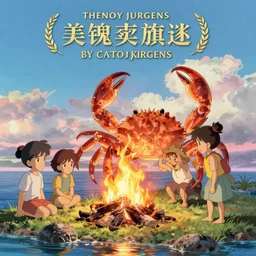 memorable animation key shot, stranded on an island, making a burnt offering to the crab god, back lit, bonfire, by mandy jurgens, by satoshi kon, ilya repin, lena aenami, shinji kimura, daylight pastel color palette