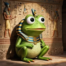 pepe the frog as an ancient egyptian deity, hieroglyphic art