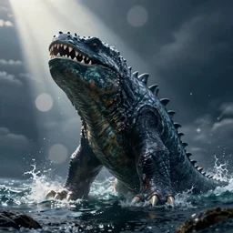 ocean monster bokeh dramatic lighting cinematic establishing shot extremely high detail foto realistic cinematic lighting post processed
