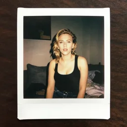 polaroid image of scarlett johansson at home