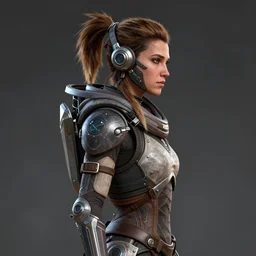 Aloy from Horizon: Zero Dawn, side view portrait, videogame cover art, highly detailed, digital painting, artstation, concept art, smooth, sharp focus, beautiful face, illustration, art by Artgerm and greg rutkowski and alphonse mucha