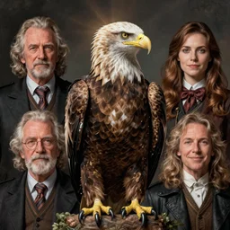 realistic photo of an eagle!! noble hero portrait, in rogue attire, by jack kirby italo calvino roger dean and alena aenami