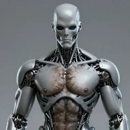 terminator robot gigachad, handsome, upper body, grey and silver, muscular, hairy torso, fantasy, intricate, muscular, elegant, highly detailed, digital painting, artstation, smooth, sharp focus, illustration, art by gaston bussiere and alphonse mucha, black and white